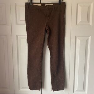 Pilcro and the Letterpress Anthropologie Pants Women Sz 29 Jaquard Skinny Brown